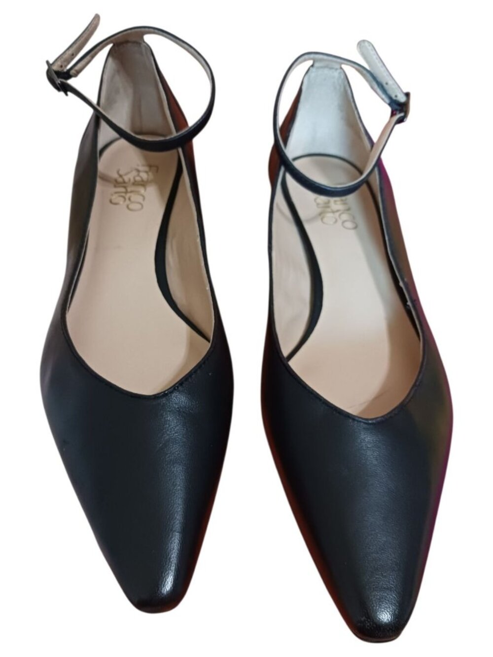 Franco Sarto Leather Pointed-Toe Ankle Strap Low Heel Shoes Size 8 - Picture 2 of 15